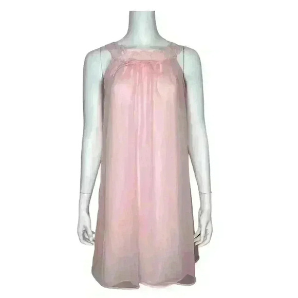 Vintange Pink Sheer Lace Robe Set Two Piece Size Small - Picture 11 of 14